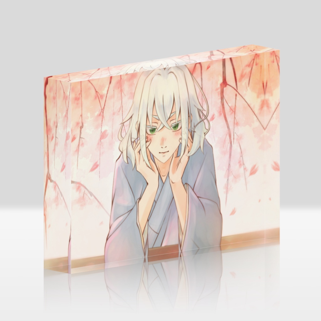 枝垂桜とアンムート　アクリルブロック