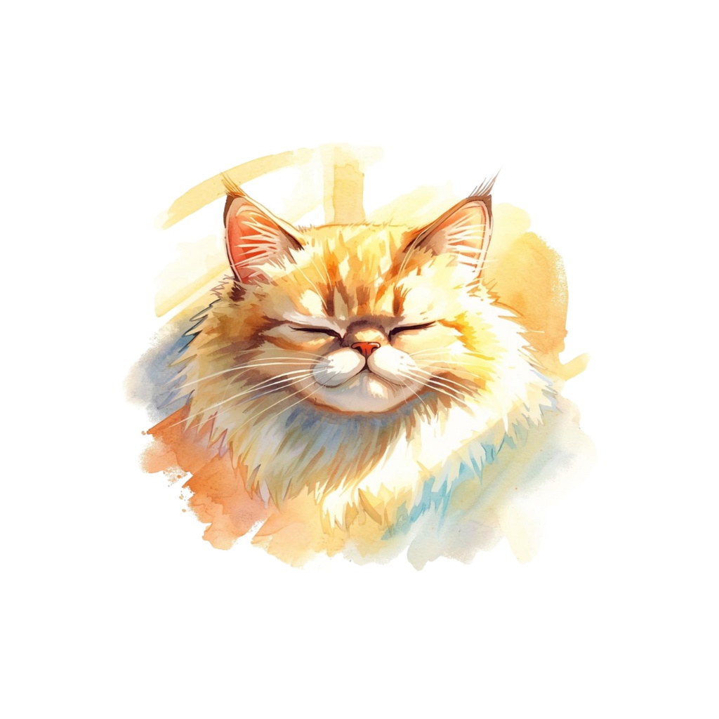 水彩風ネコのしぐさクリップアート|かわいい猫のポーズ30種|PNGデータ