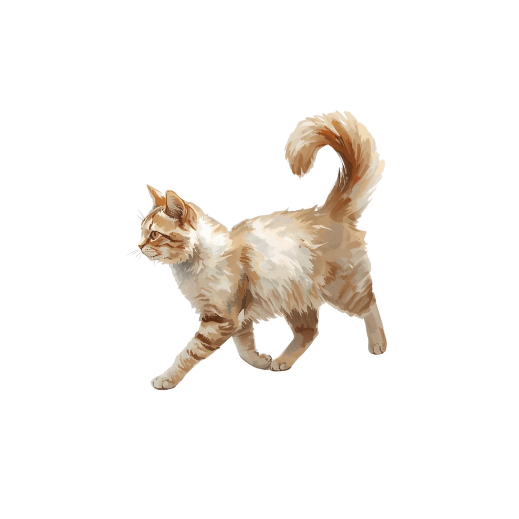 水彩風ネコのしぐさクリップアート|かわいい猫のポーズ30種|PNGデータ