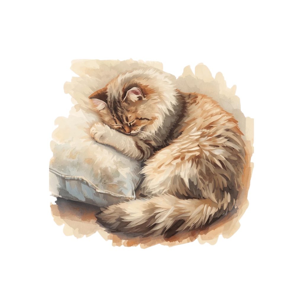 水彩風ネコのしぐさクリップアート|かわいい猫のポーズ30種|PNGデータ