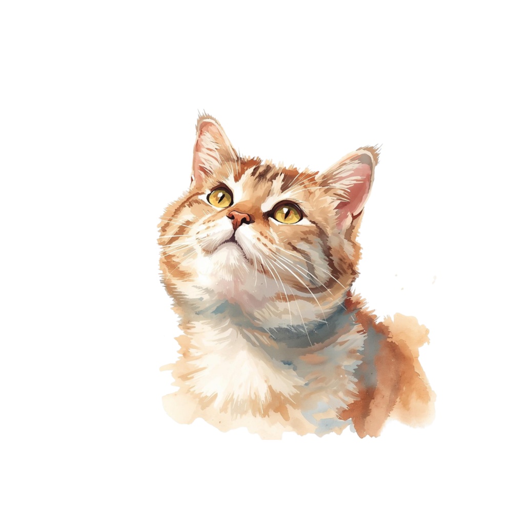 水彩風ネコのしぐさクリップアート|かわいい猫のポーズ30種|PNGデータ