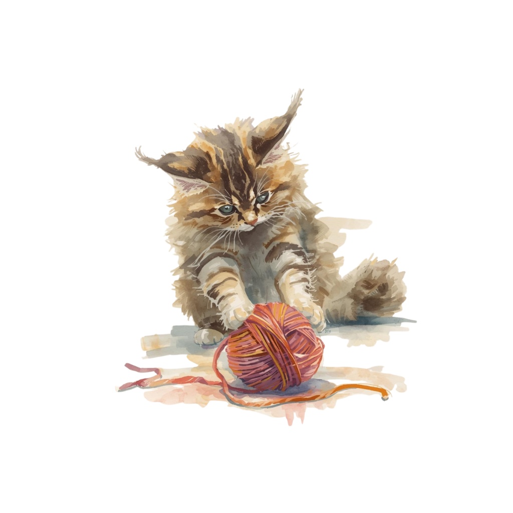 水彩風ネコのしぐさクリップアート|かわいい猫のポーズ30種|PNGデータ