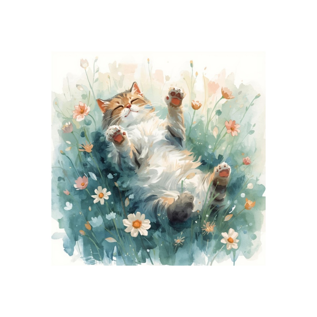 水彩風ネコのしぐさクリップアート|かわいい猫のポーズ30種|PNGデータ