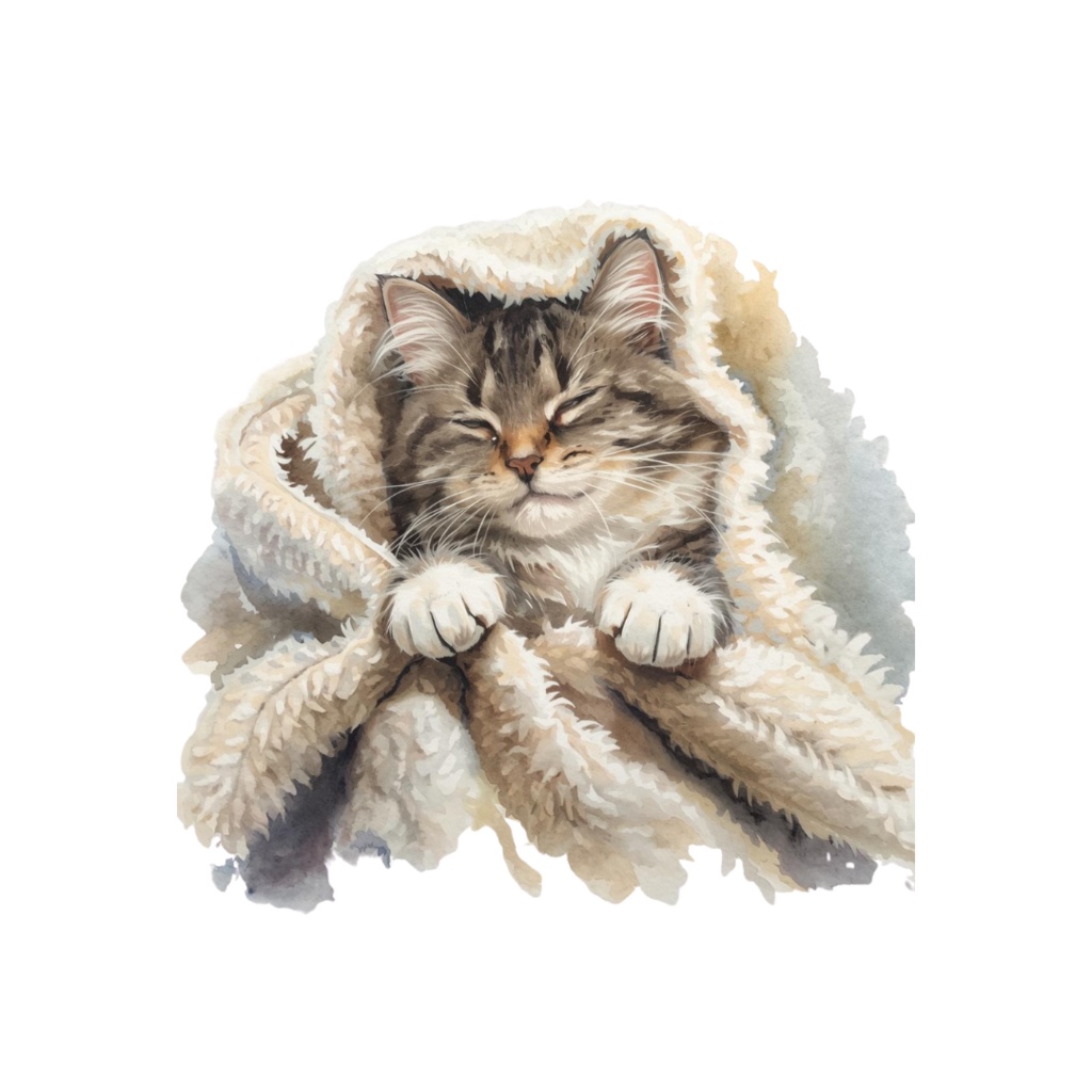 水彩風ネコのしぐさクリップアート|かわいい猫のポーズ30種|PNGデータ