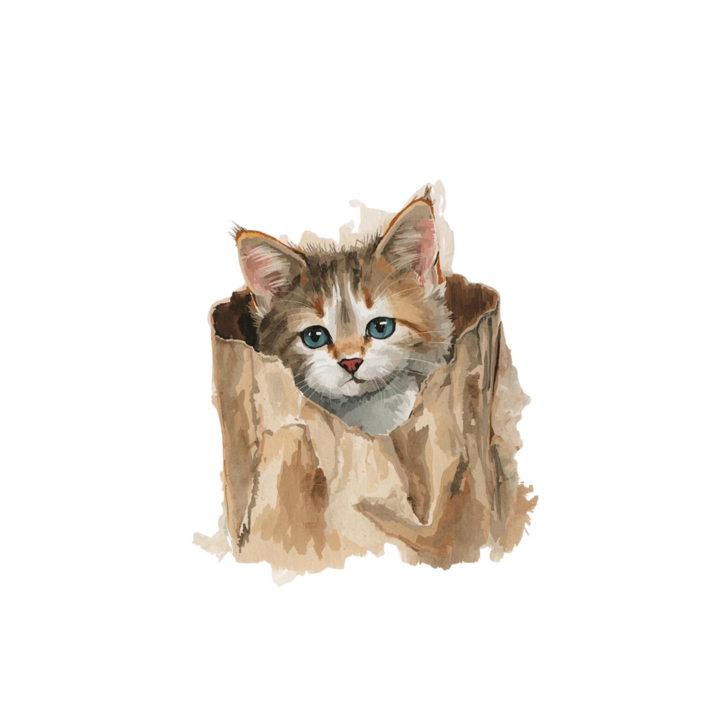 水彩風ネコのしぐさクリップアート|かわいい猫のポーズ30種|PNGデータ