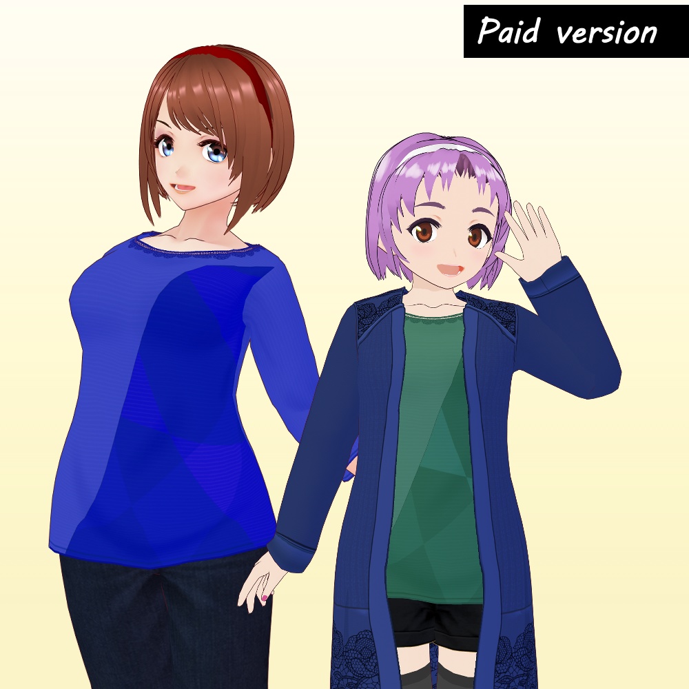 《無料版あり》レース柄飾りロングアウターセット VRoidカスタムアイテム