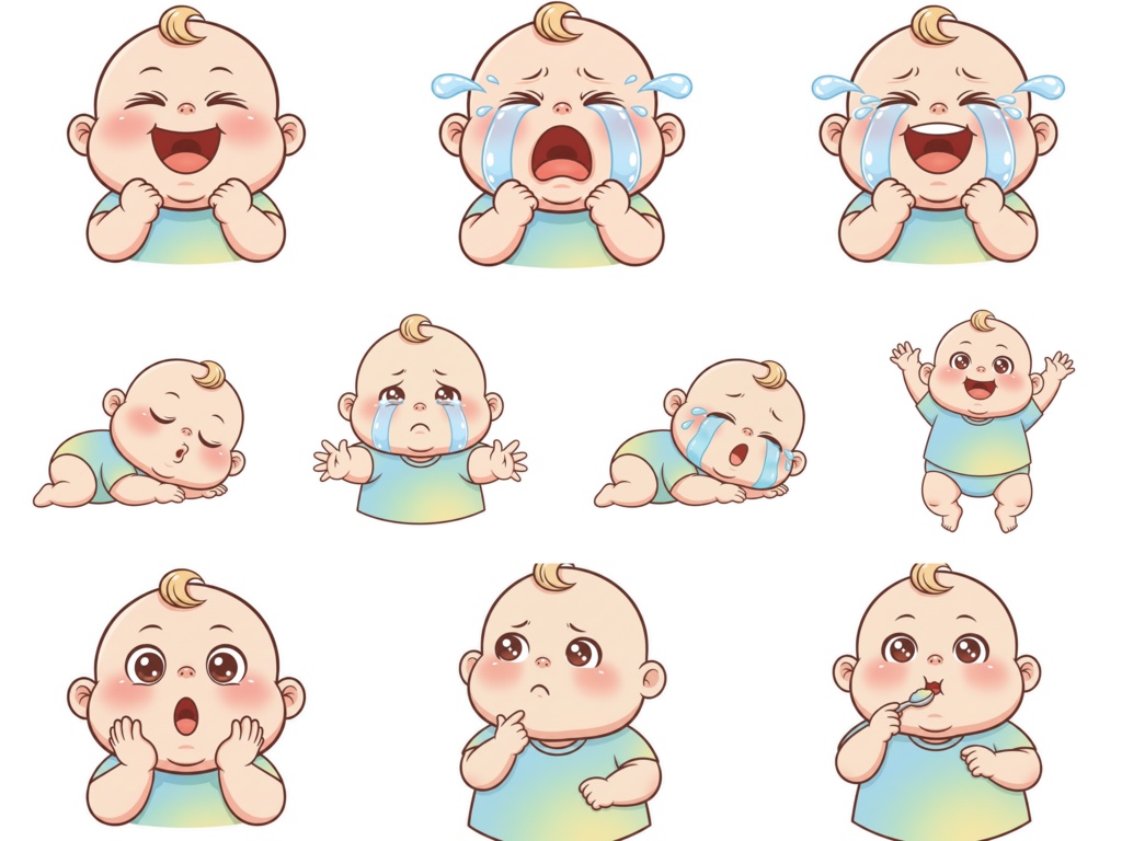 10種セット 赤ちゃん表情イラスト #02