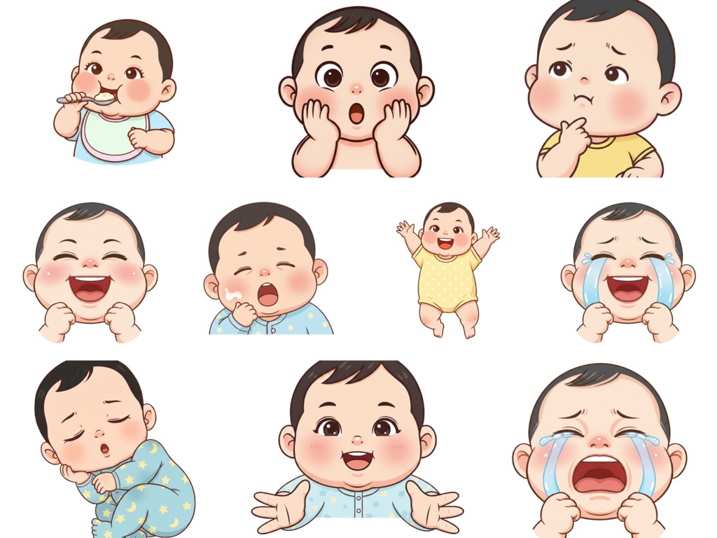 10種セット 赤ちゃん表情イラスト #03