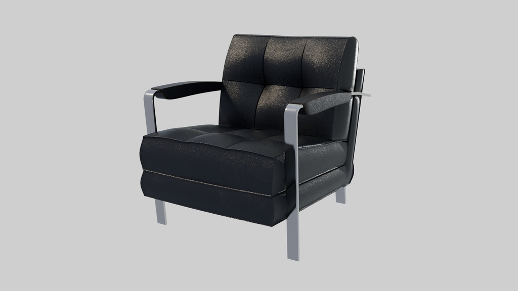 【CG Asset】レザーチェア　ラウンジチェア
