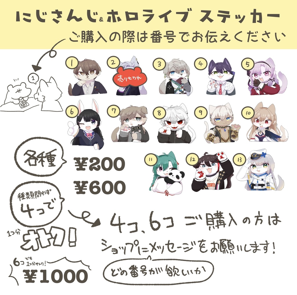 【！商品紹介文を必ずお読みください！】🌈🕒擬獣化ステッカー