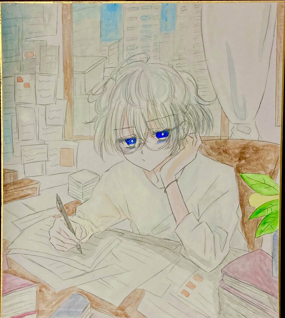 【色紙】手描き 女の子 水彩絵の具