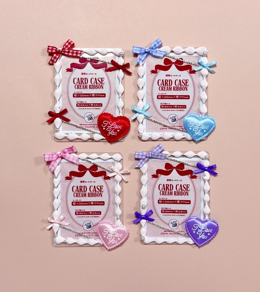 クリームリボンカードケース-赤