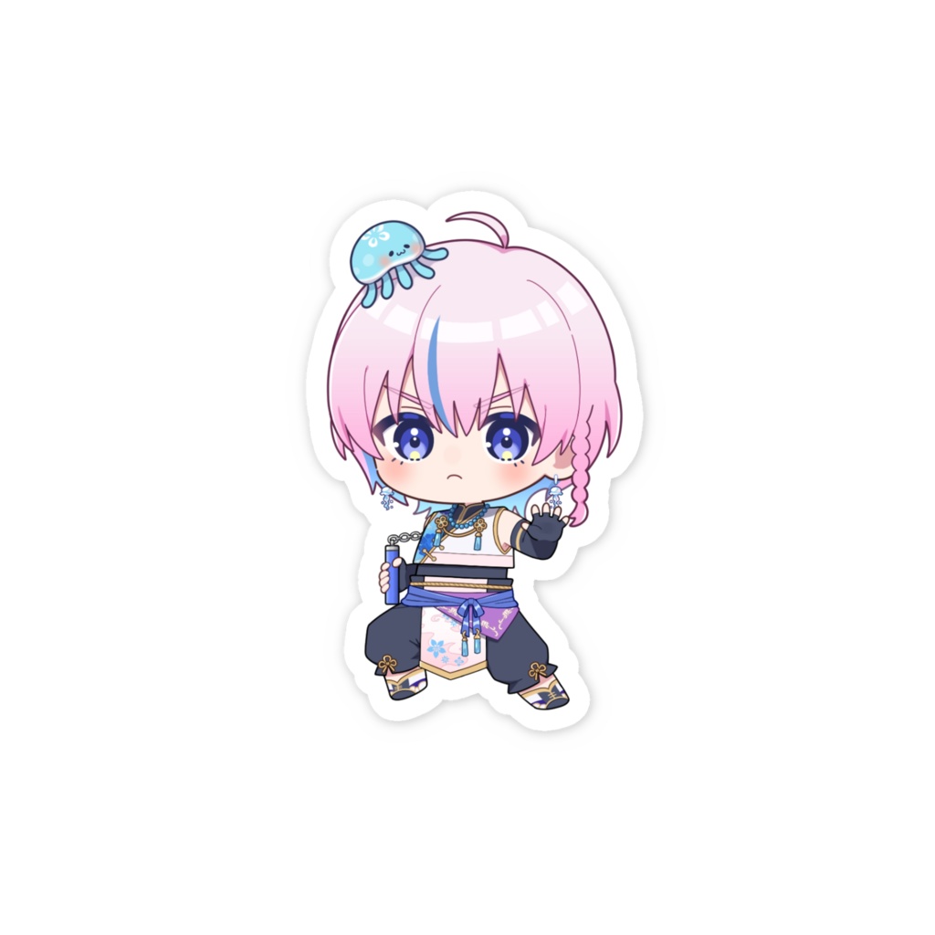 【夜灯ユラギ】ちびキャラスマホステッカー(ヌンチャク)