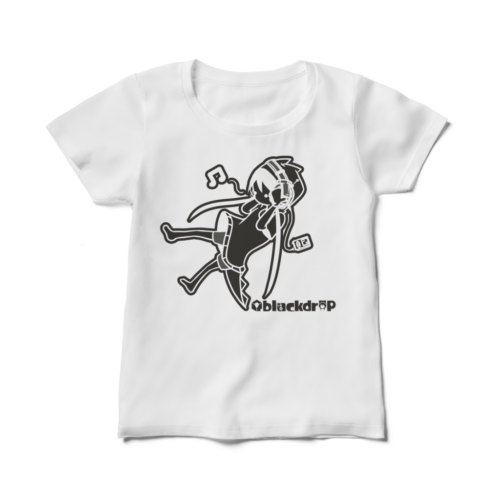 『アノコ』-リスニング レディースTシャツ- 【Qblackdrop】