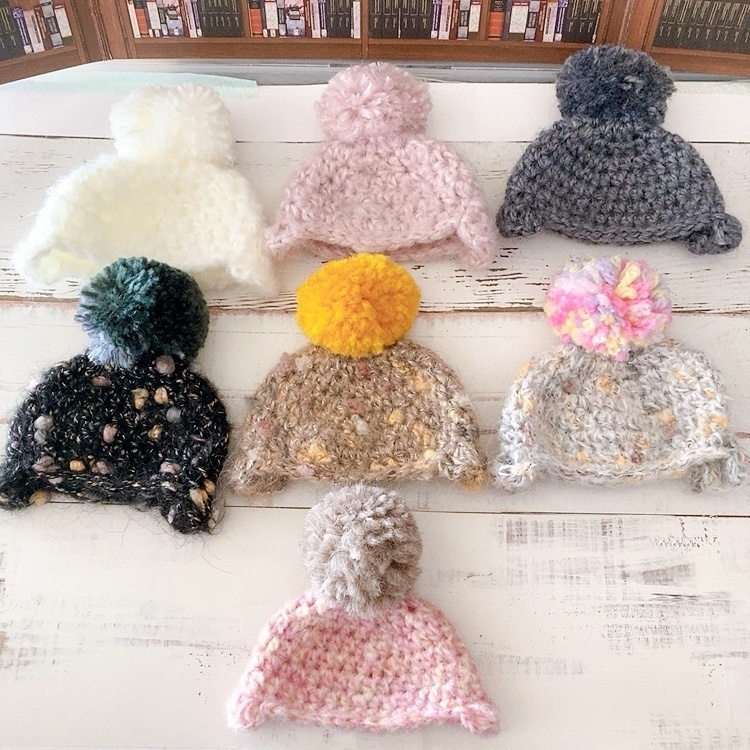 ぬい用　耳当て付きニット帽／シンプル