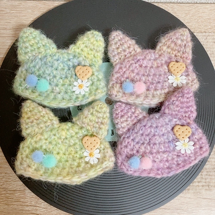 ぬい用　キツネ耳ニット帽　クッキー