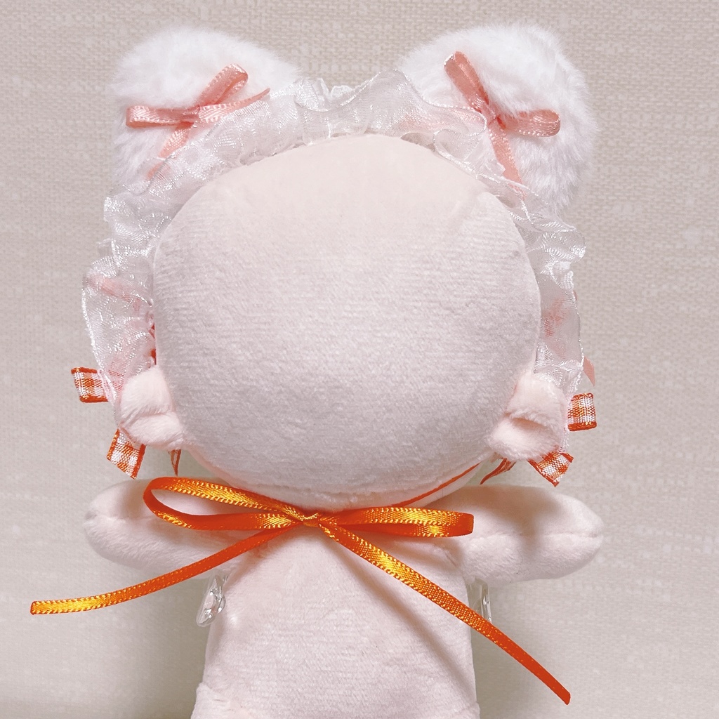 ぬいぐるみ用ヘッドドレス ねこ耳 白レース