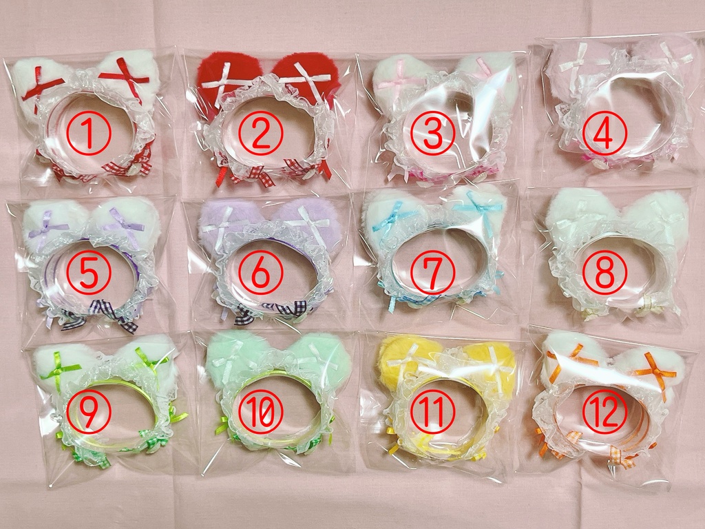 ぬいぐるみ用ヘッドドレス ねこ耳 白レース