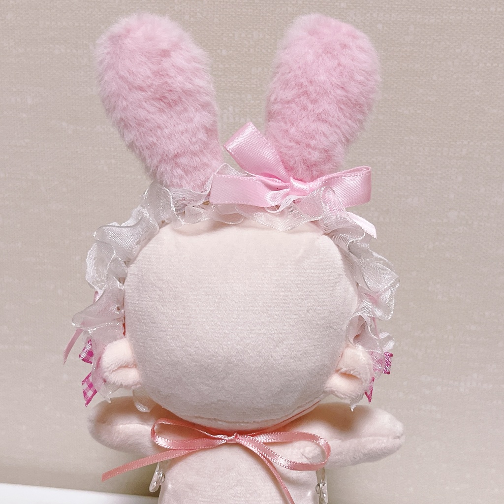 ぬいぐるみ用ヘッドドレス うさ耳 白レース