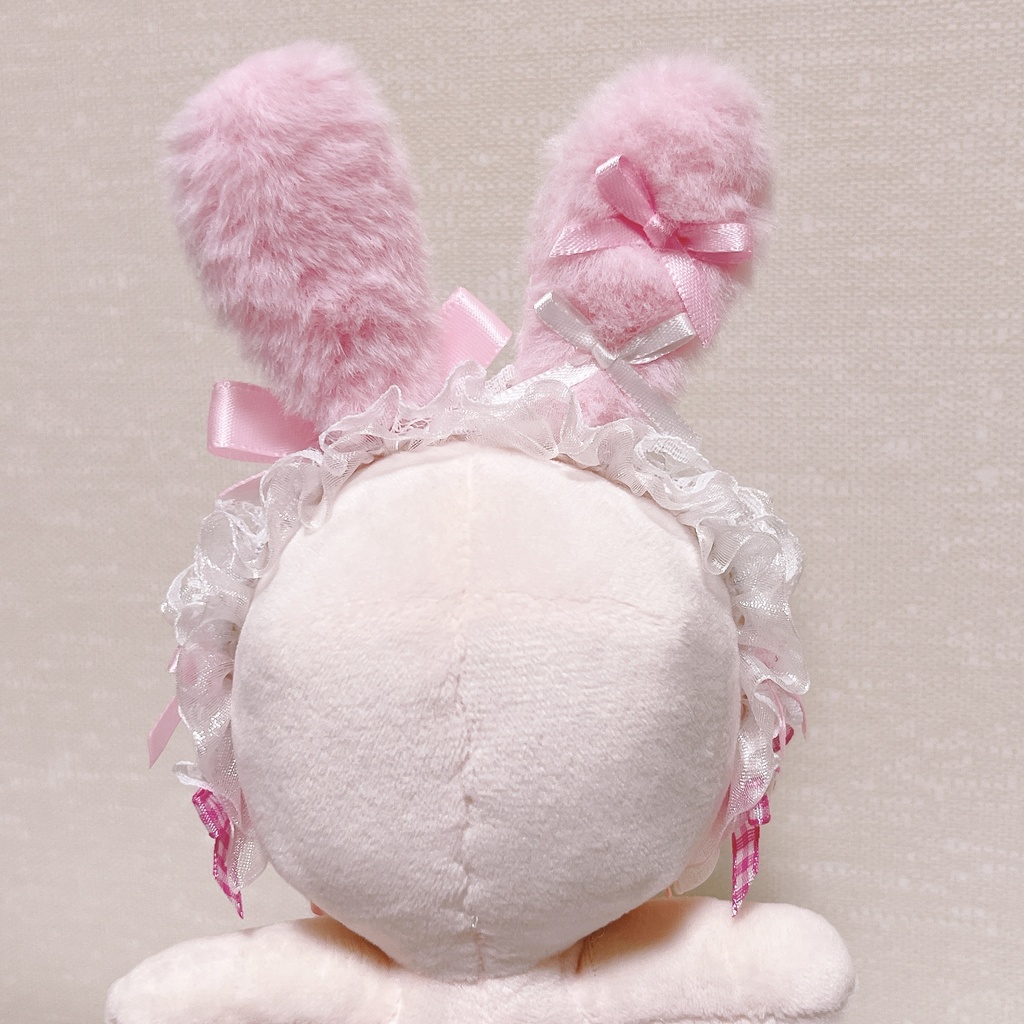 ぬいぐるみ用ヘッドドレス うさ耳 白レース