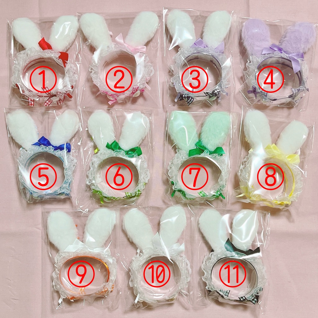 ぬいぐるみ用ヘッドドレス うさ耳 白レース