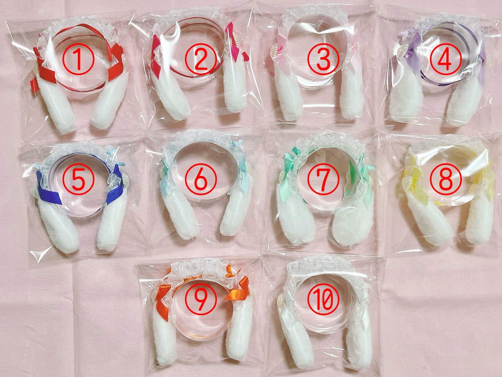 ぬいぐるみ用ヘッドドレス たれ耳 白レース