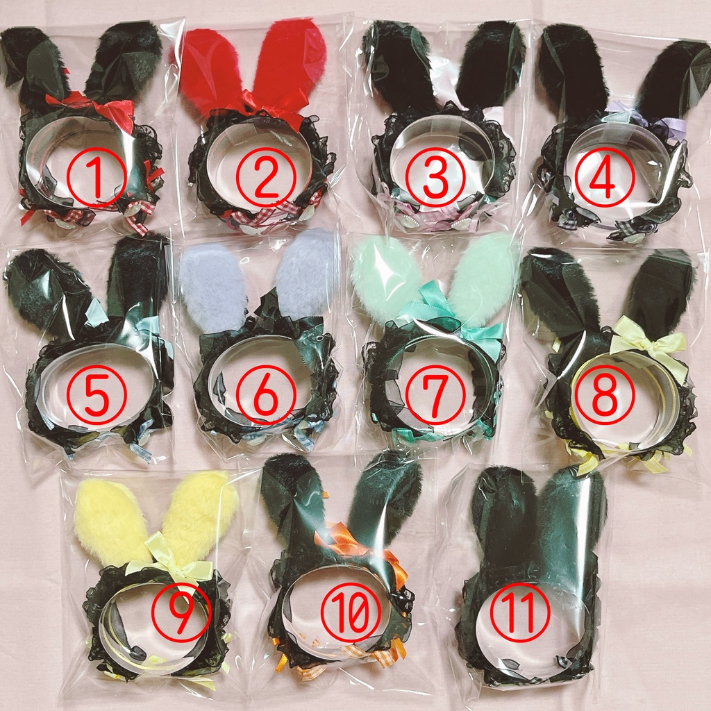 ぬいぐるみ用ヘッドドレス うさ耳 黒レース