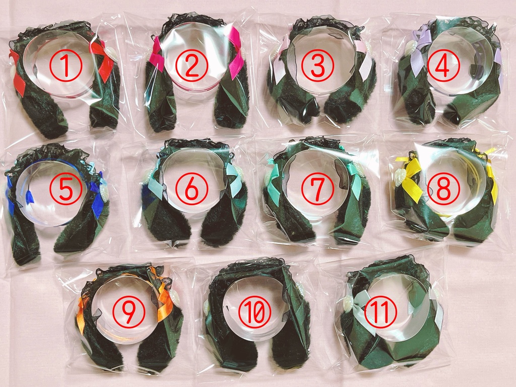 ぬいぐるみ用ヘッドドレス たれ耳 黒レース