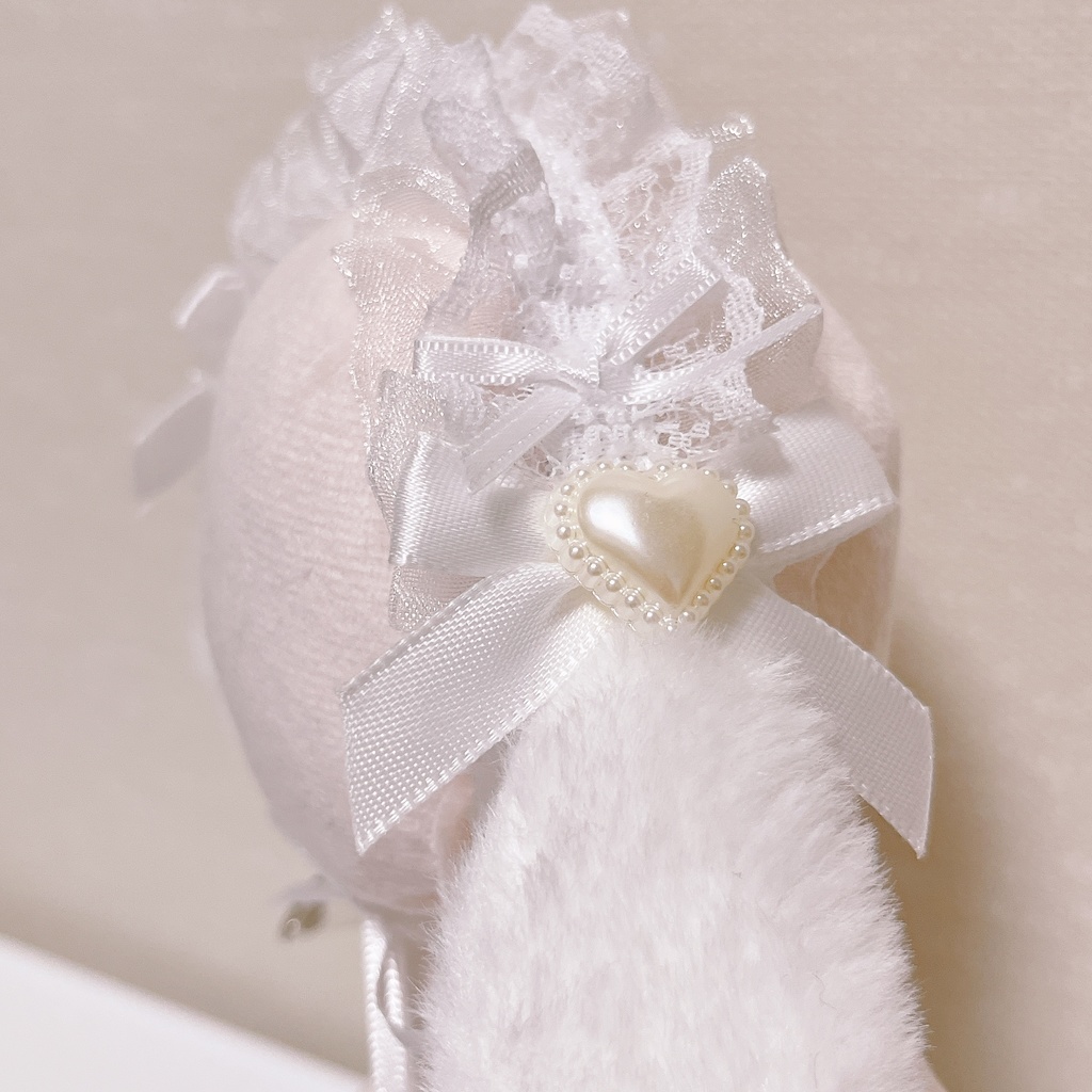 ぬいぐるみ用ヘッドドレス たれ耳 黒レース