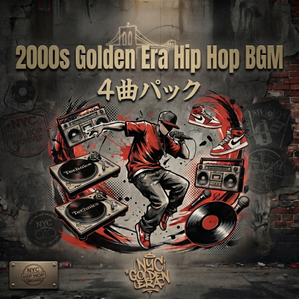 商用フリー2000年代ヒップホップ風BGM4曲2000s Golden Era Hip Hop BGM