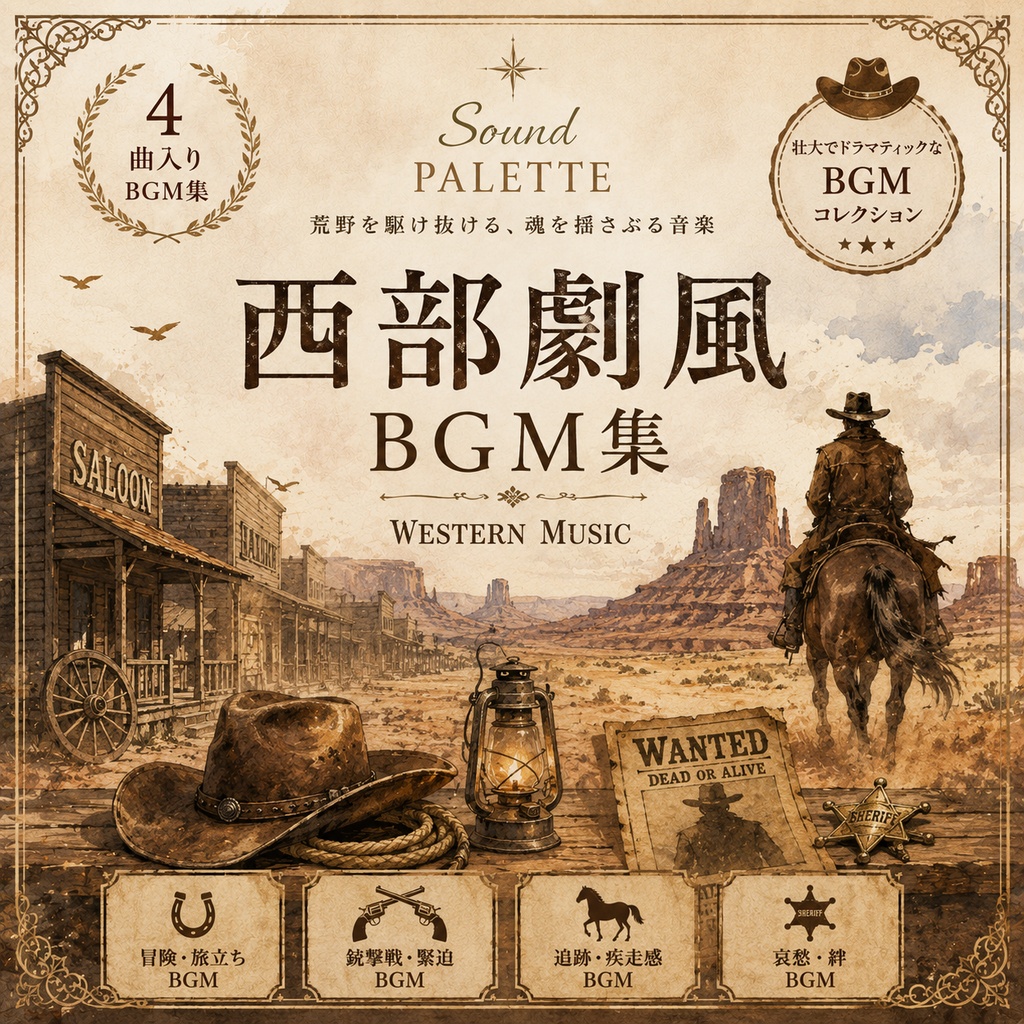 西部劇映画をイメージしたBGM集4曲