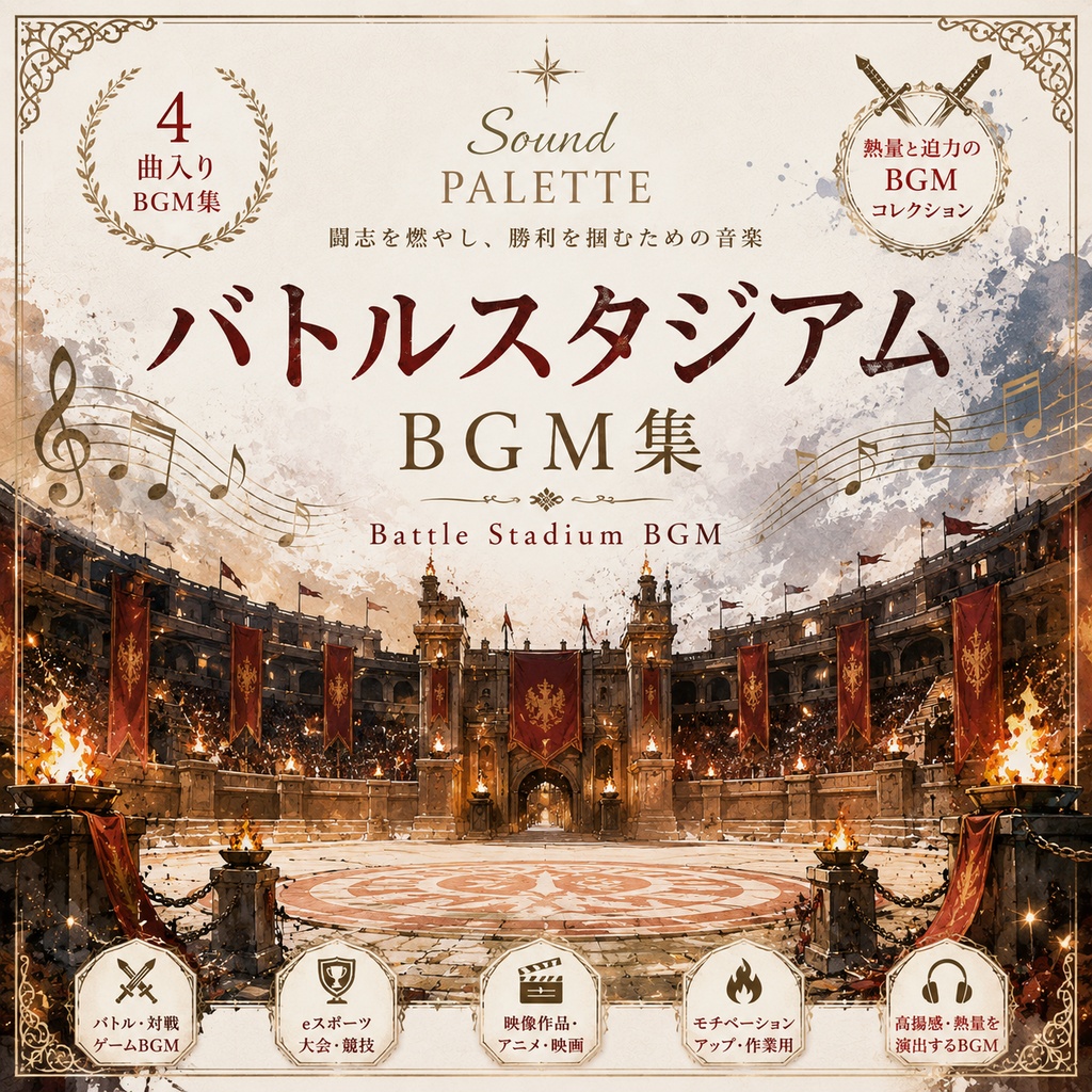 迫力満点のバトルスタジアム風BGMを4曲