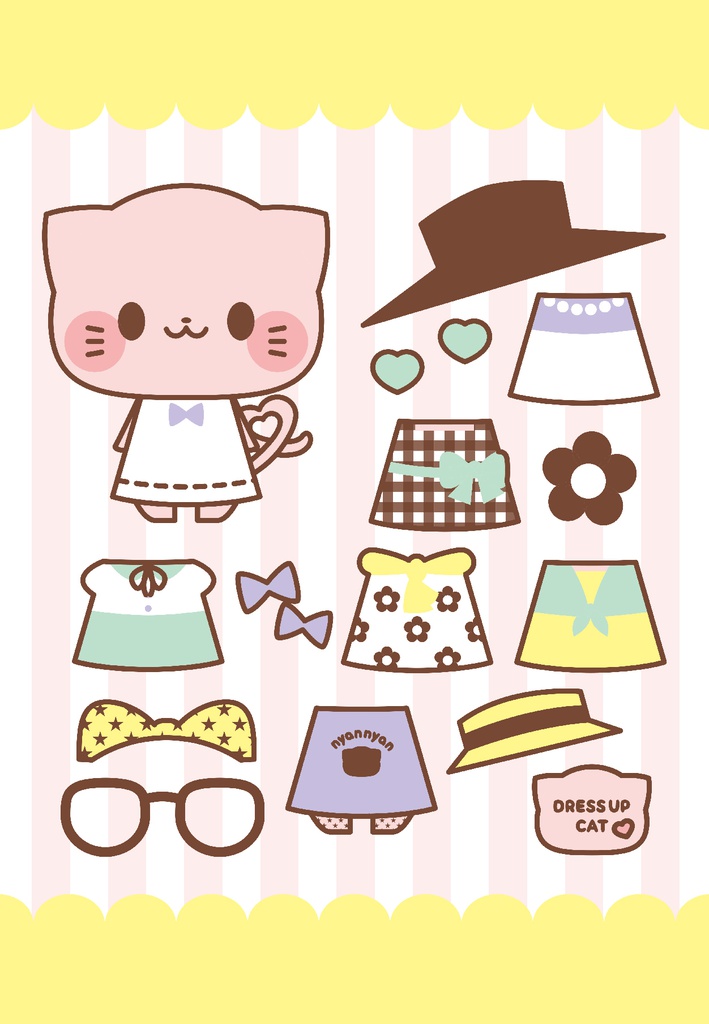 ねこのきせかえ風ポストカード