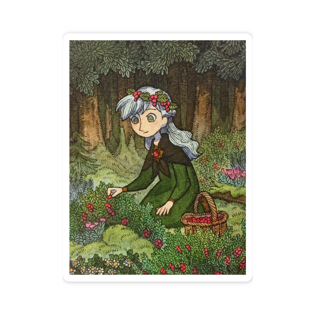 「森のベリー摘み」ミニステッカー