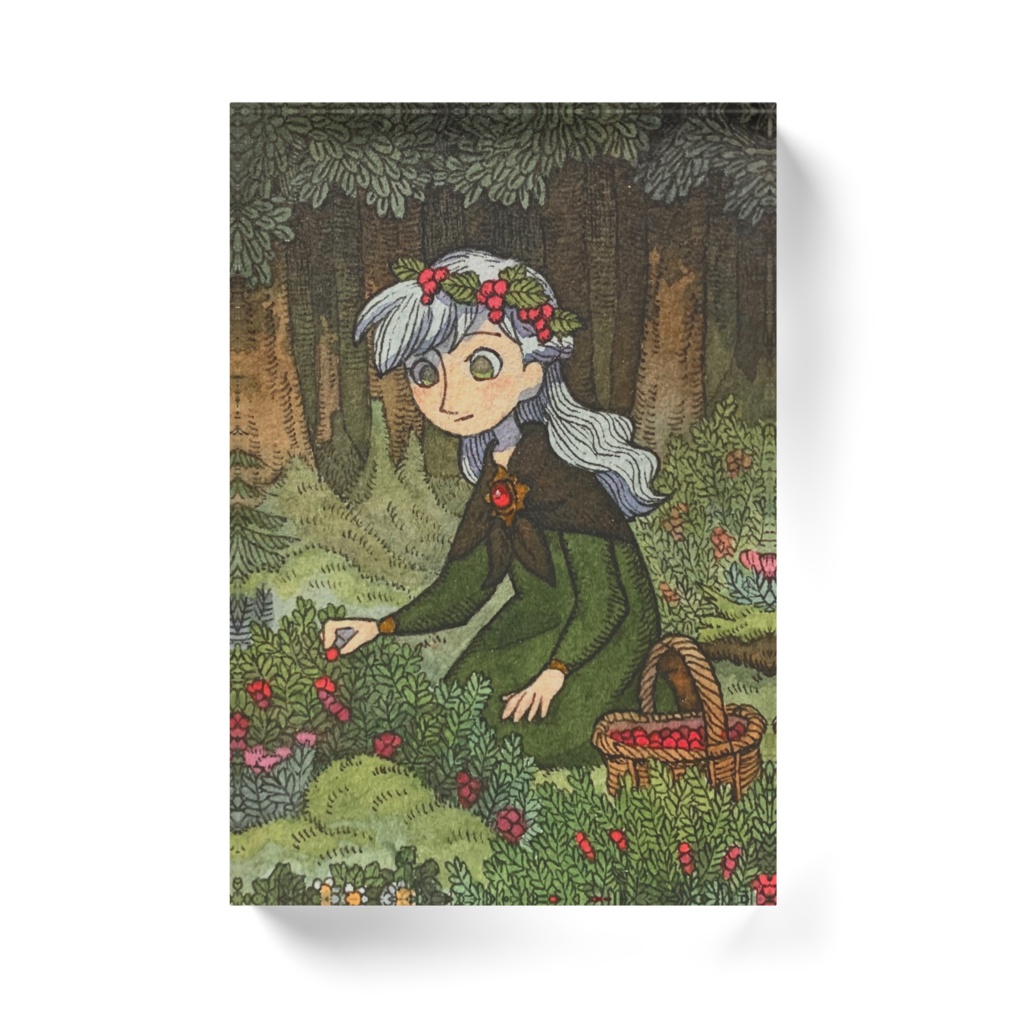「森のベリー摘み」アクリルブロック