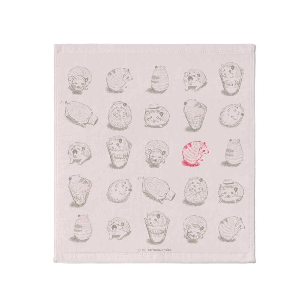 はりねずハンドタオル01【ピンク】