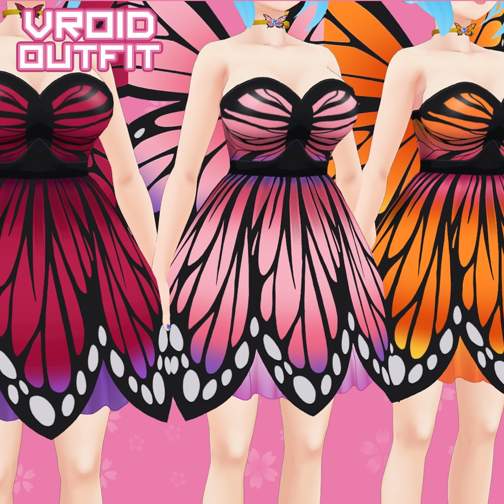 Outfit Butterfly to Vroid models 3D