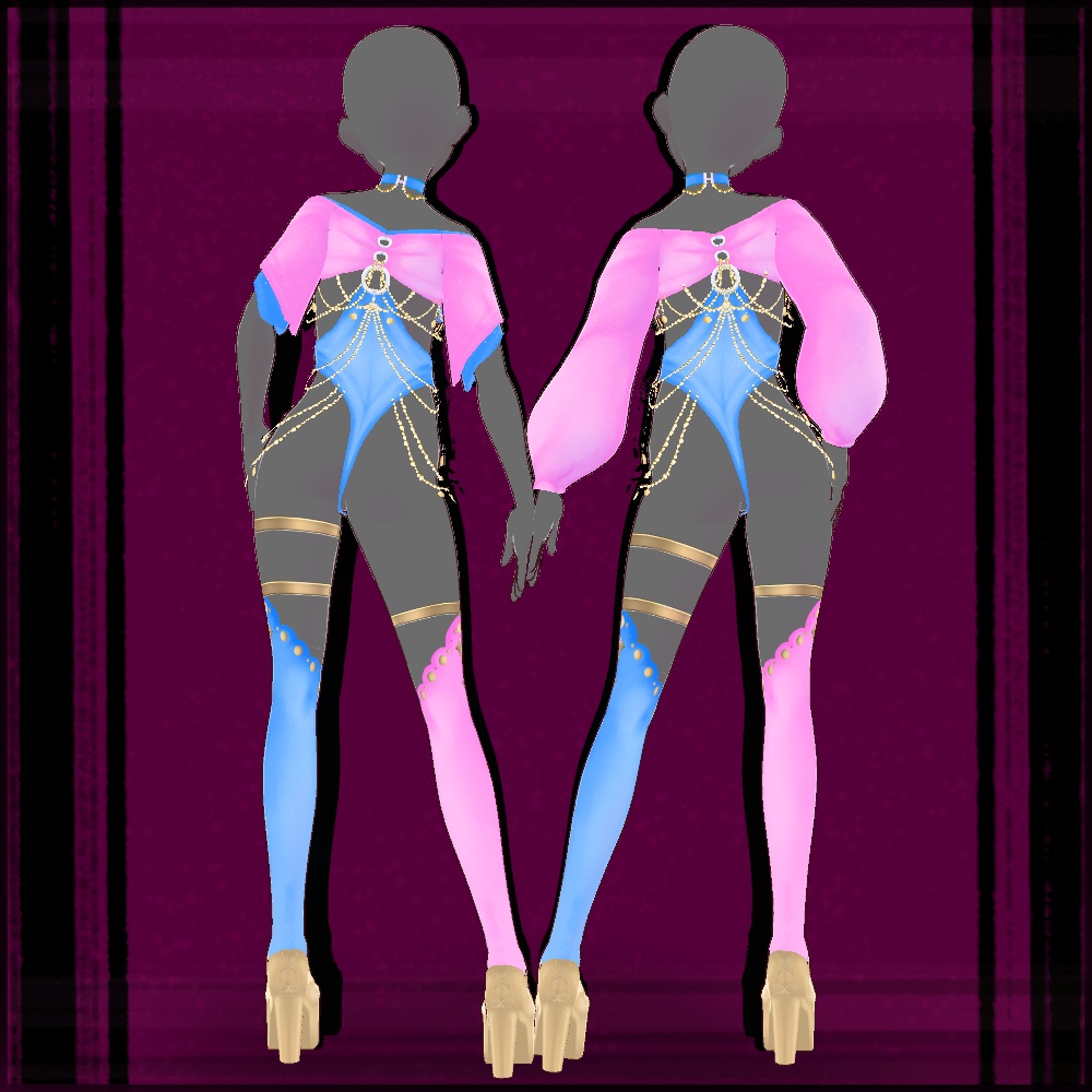 Beach blue-pink look