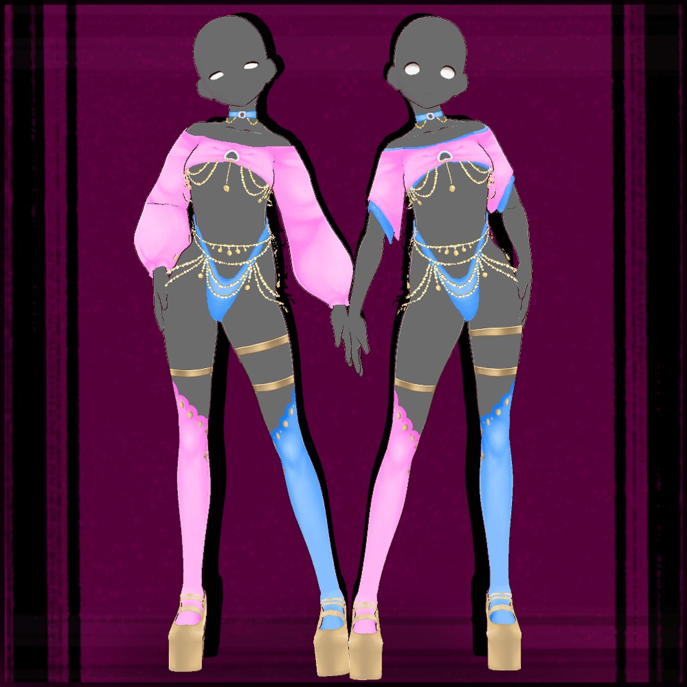 Beach blue-pink look