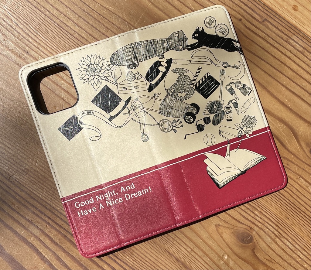 赤い夢 手帳型iPhoneケース(ベルトなし)