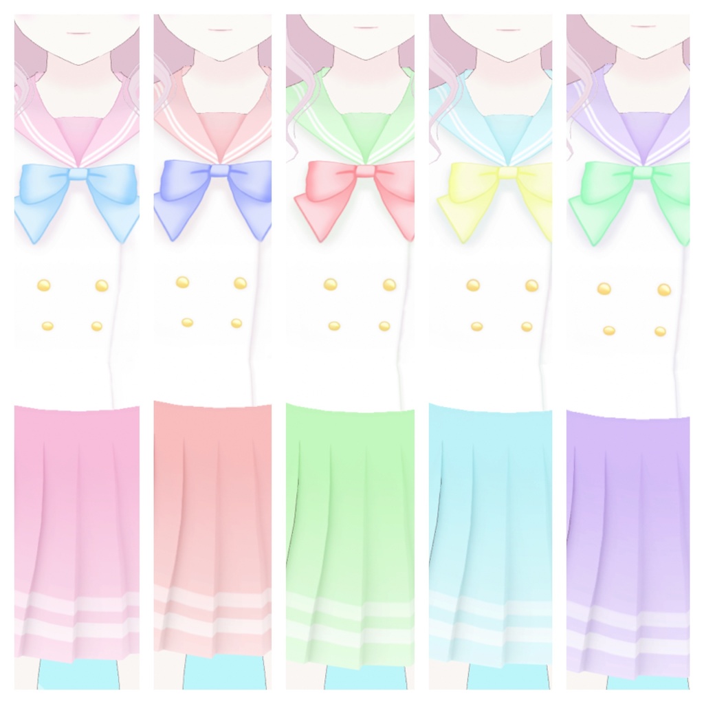 【無料】パステルセーラー服【VRoid用衣装】