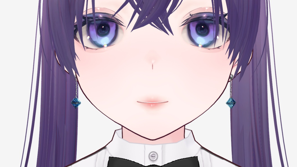 【VRoid用】青いクリスタルジュエルのゆらゆらイヤリング