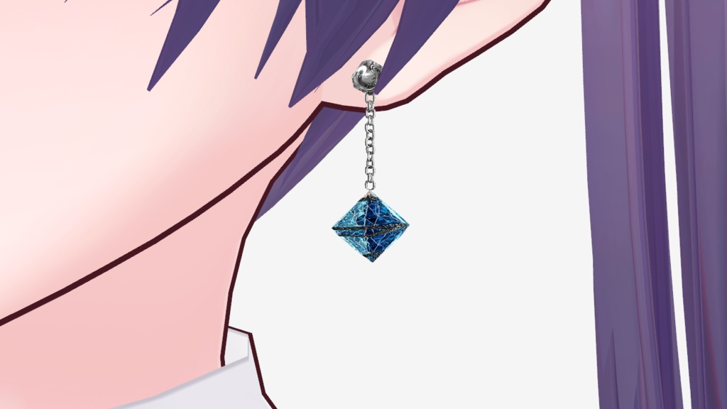 【VRoid用】青いクリスタルジュエルのゆらゆらイヤリング