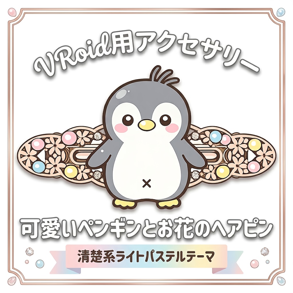 【VRoid用】ペンギンのガーリーヘアピン