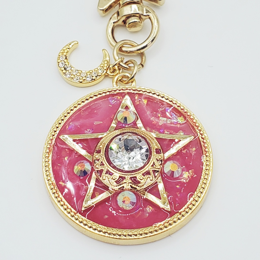 「美少女戦士セーラームーン」クリスタルコンパクト風バッグチャーム:ピンクVer