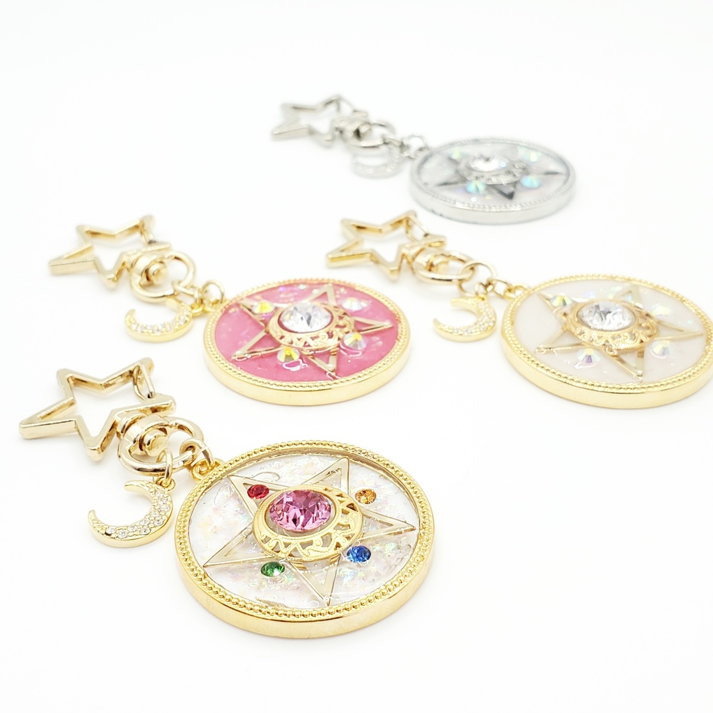 「美少女戦士セーラームーン」クリスタルコンパクト風バッグチャーム:ホワイトVer