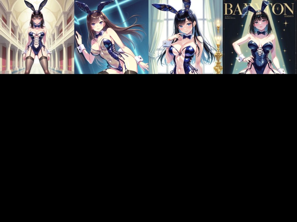 【Anima Base V1向け】紺色グロッシーバニー衣装 プロンプト集100種
