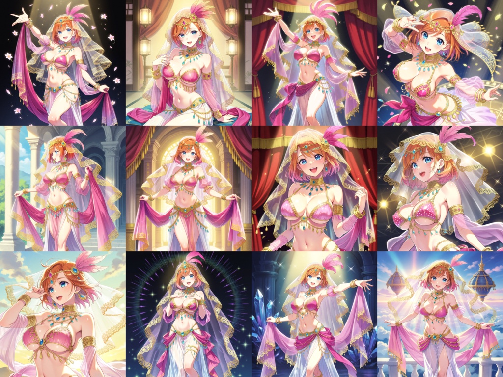 【Anima Base V1向け】Pink Jewel Dancer Outfit|宝石舞姫衣装プロンプト集 50種【HTML・コピーボタン付き】