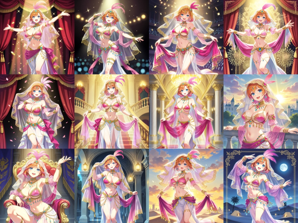 【Anima Base V1向け】Pink Jewel Dancer Outfit｜宝石舞姫衣装プロンプト集 50種【HTML・コピーボタン付き】