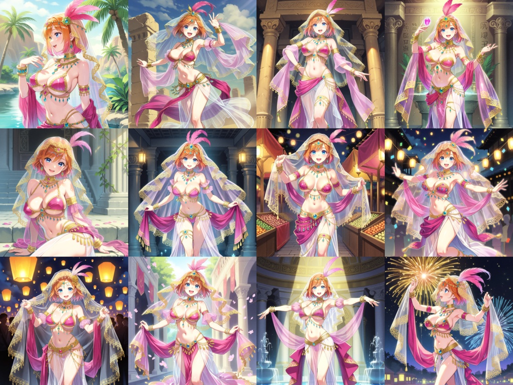 【Anima Base V1向け】Pink Jewel Dancer Outfit|宝石舞姫衣装プロンプト集 50種【HTML・コピーボタン付き】